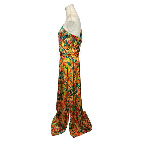 Nicole Miller One Shoulder Tropical Maxi Dress Women's 10 Resort Vacation Cruise - Picture 13 of 16